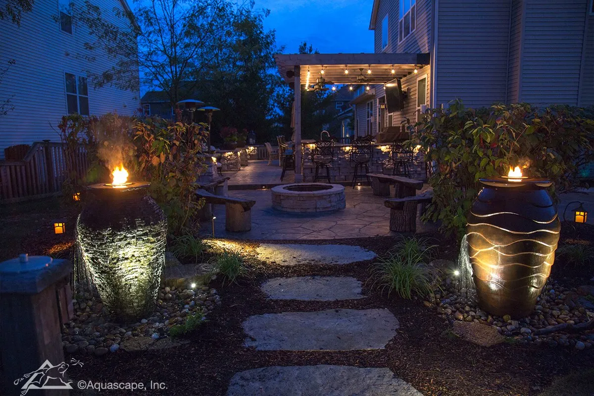 Custom fire fountain add-on installation